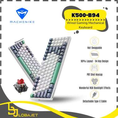 MACHENIKE K500-B94 - Wired Gaming Mechanical Keyboard - Keyboard Gaming dari MACHENIKE White-Red Swi