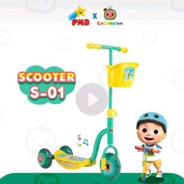 Mainan Anak Scooter PMB S01 Seri Cocomelon Skuter Murah Roda Tiga Musik Lampu S 01 Cocomelon Green