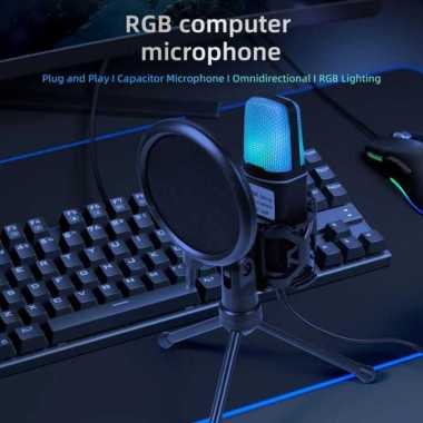 Yanmai Mikrofon Kondenser RGB Studio Mic Condenser USB Shockproof - SF-666R Hitam