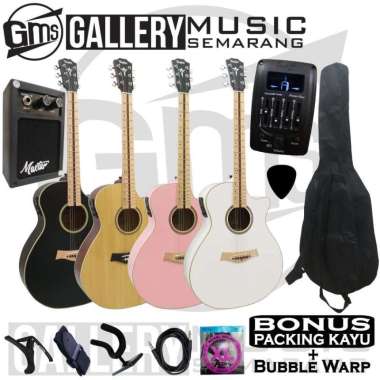 Gitar Akustik Elektrik Taylor Fingerboard Maple Eq Tuner Prener New AKUSTIK MURAH Hitam