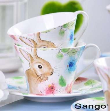 SANGO Set Cangkir Bastia Pink (Isi 12) Hampers Cangkir & Rak B