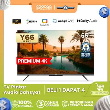 TERBARU COOCAA TV 55 inch Y66 - 4K Google TV - S AI Engine - MEMC - HDR10/HLG - Find My Remote - Eye