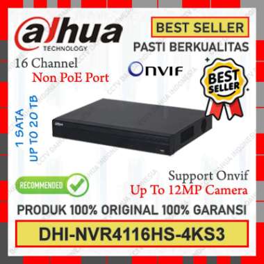 NVR Dahua 16CH Non PoE NVR4116HS-4KS3 Support ONVIF Up To 12MP Garansi