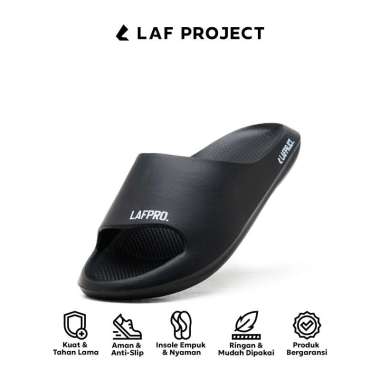 Sandal Karet Pria Wanita Empuk Selop Slide Elastis Anti Slip Kekinian Ezzy LAF Project 41 Hitam