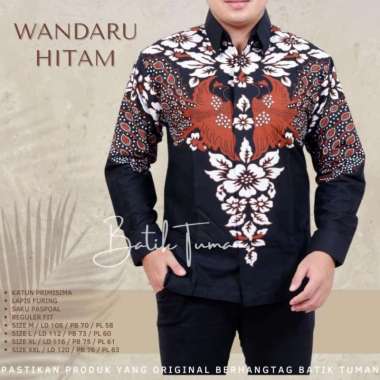 WANDARU HITAM Kemeja Batik Pria Lengan Panjang Batik Solo Eksklusif L