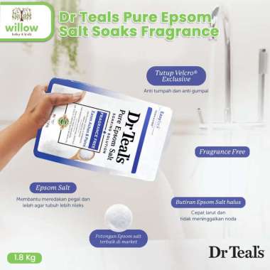 Perawatan Tubuh - Dr Teals Pure Epsom Salt Soaks Fragrance Free 1.8Kg