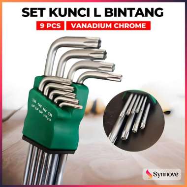 Kunci L Set Lengkap 9 PCS Bahan Vanadium Chrome Kunci L Bintang Kunci L Bintang Set Lengkap Kunci Bi