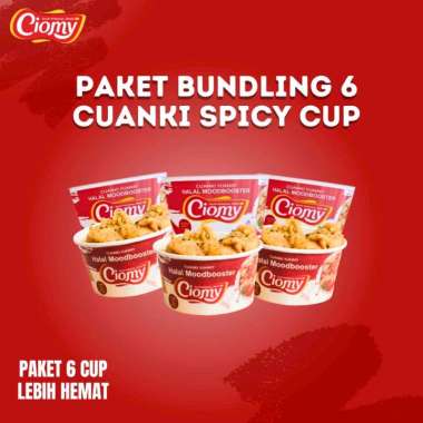 Paket Bundling 6 Ciomy Cuanki Cup Chicken Spicy , Paket Cuanki Cup Reguler Ayam Pedas Isi 6 Pack