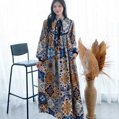 Nuboutique – Paula Long Dress Rayon Panjang Lebaran Etnik Bohemian Tunic Gamis Wanita Bordir Bunga B