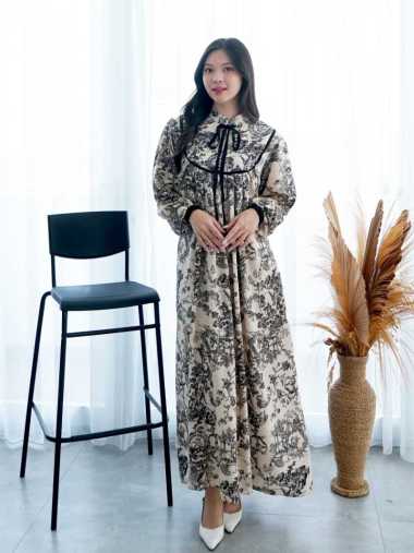 Nuboutique – Reina Long Dress Rayon Panjang Lebaran Etnik Bohemian Tunic Gamis Wanita Bordir Bunga B