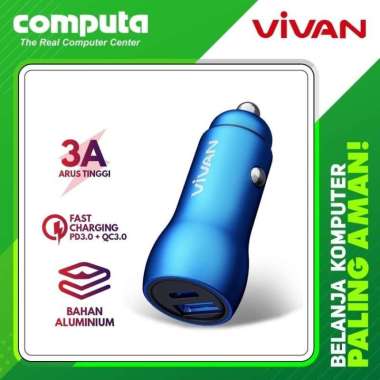 Vivan Charger Mobil Dual Port USB+Type C 3A Fast Charging