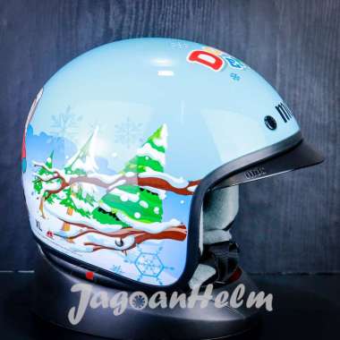 HELM RETRO CLASSIC MDS MAGNUM DORAEMON WINTER | BLUE PASTEL | MODEL BOGO L