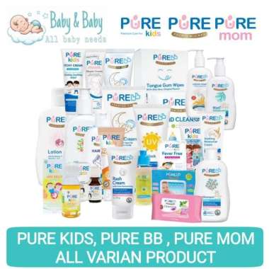 PURE BB Liquid Soap Wash Shampoo Sunblock Hair Lotion Tongue Gum Wipes Rash Cream Diaper Cream Tooth