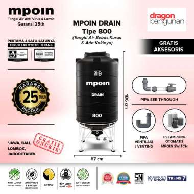 Tangki Air MPOIN Drain 800 - Toren Air MPOIN 800 Dengan Kaki Garansi 25 Tahun