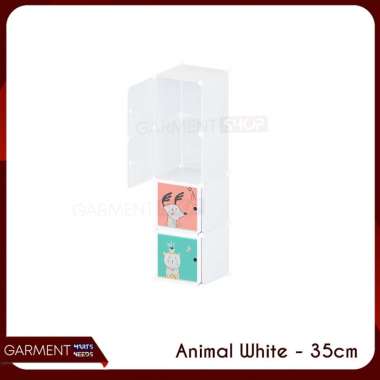 Lemari Baju Anak Gantung 4 Kolom Karakter Animal Portable Tempat Pakaian Buku Boneka TANPA GANTUNGAN