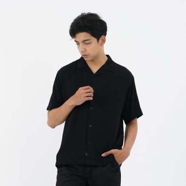 3Second Men's Shirt Short Sleeve Regular Fit Rayon Calle OL-C160225 Black S