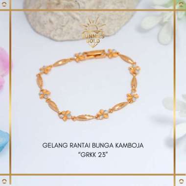 TERBARU GELANG RANTAI WANITA EMAS ASLI KADAR 8K (375) MODEL BUNGA KAMBOJA KODE GK23