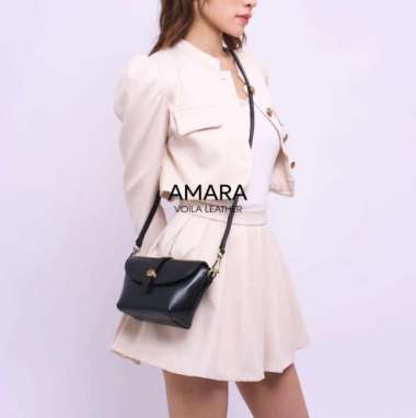VOILA LEATHER Tas Selempang Wanita Kulit Asli Genuine Leather Sling Bag AMARA Black