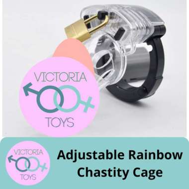 ADJUSTABLE RAINBOW CHASTITY CAGE LOCK A COCK Bening