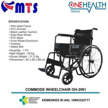 COD Alat Bantu Jalan ONEHEALTH Kursi Roda Commode 2 in 1 BAB Kursi Comode