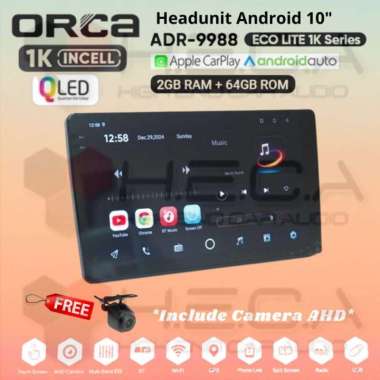 ORCA Eco Lite 1K Series 2/64 GB 10" inch Android ADR-9988 Head Unit Tape TV Mobil + Camera AHD