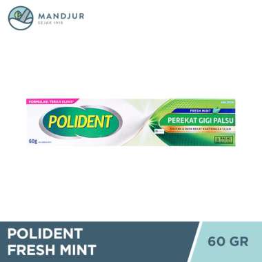 Polident Perekat Gigi Palsu Fresh Mint 60 Gr - Perekat Gigi Palsu