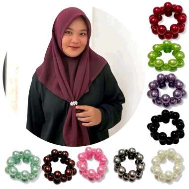 Nacre Beaded Pearls Ring Scarf Hijab Syal Cincin Gesper Kerudung Mutiara Jilbab Muslim Bros Brooch P