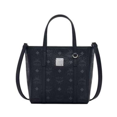 MCM Monogram Logo-Print Tote Bag Visetos Black Black