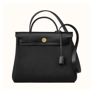 Hermès Herbag Zip 31 Noir Toile Militaire/Vache Hunter Ghw K Black