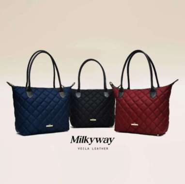 VOILA LEATHER Tas Selempang Wanita Nylon Mix Kulit Asli Nylon Mix Genuine Leather MILKYWAY Navy