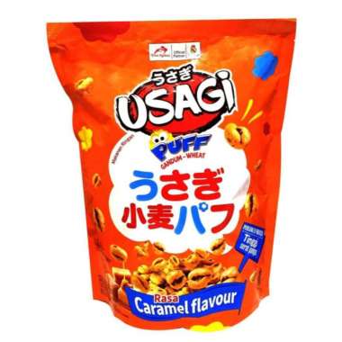 Dua kelinci snack usagi puff wheat caramel isi 8 x 10 gram