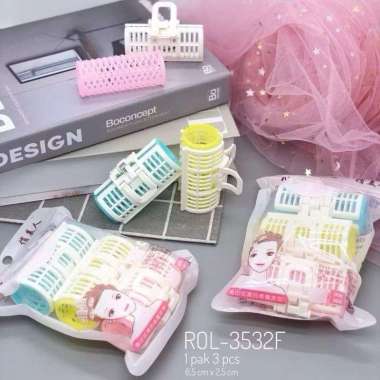 Hair Roller / Rol Rambut Jepit isi 3 pcs / Rol Rambut + Penjepit