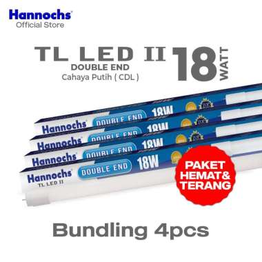 Hannochs Lampu TL LED II Double End Tube Light - Cahaya Putih isi 4 Pcs 18 Watt