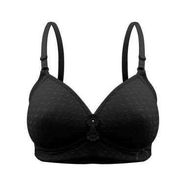 WIMIU AFF BH Wanita Bra Cup Jumbo C Busa Tipis Tanpa Kawat Bra 100056 Black 36