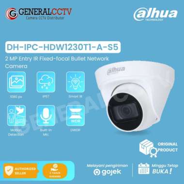 DAHUA IPC HDW1230T1-A-S5 IP CAMERA 2MP AUDIO NIGHT VISION BUILT IN MIC HDW1230