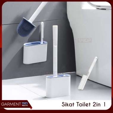 Sikat Kloset Silikon 2in1 Pembersih Celah WC Kamar Mandi Sikat Dengan Wadah Dish Dryer Gantung ABU