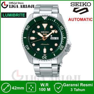 Seiko 5 Sports SRPD63K1 Jam Tangan Pria Automatic Lumibrite Original SRPD63K SRPD63 Green Hulk