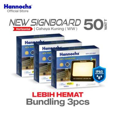 Hannochs Lampu Sorot LED New Signboard HFH 50 watt Cahaya Kuning isi 3pcs (Model Horizontal)