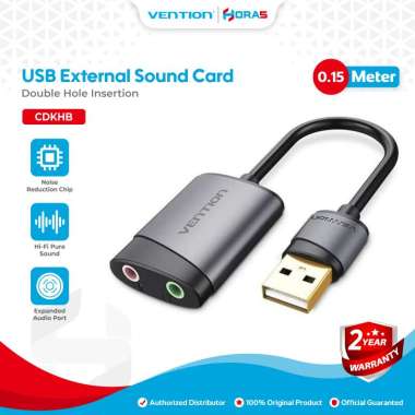 Vention USB Sound Card External Adapter For PC Metal Type Expanded Audio Port - CDKHB
