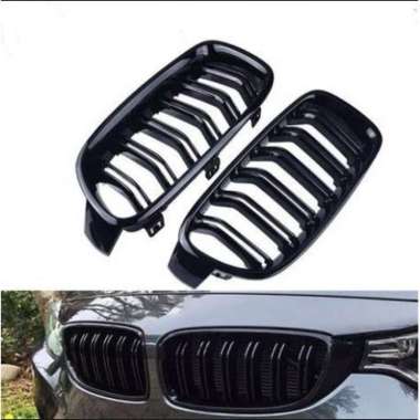 Grill BMW Glossy Black F30 M3 Double Slate Gloss 320i 320i 328i Seri 3 Sepasang