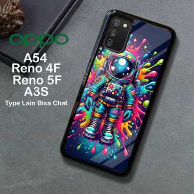 Custom Case TPU 3D Casing Softcase Tempered Glass Cover Belakang Hp 3D Oppo A54, Reno 4F, Reno 5F, A
