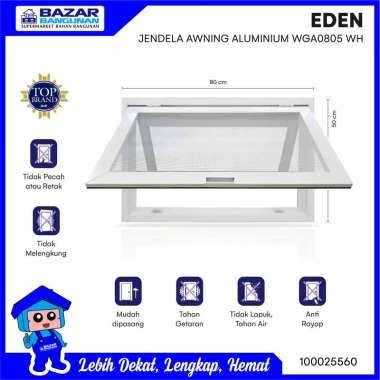 Eden - Jendela / Window Awning / Jungkit / Swing Aluminium Wga0805 Wga 0805 White