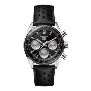 Jam Tangan Pria TAG Heuer Carrera CBS2210.FC6534 Automatic Chronograph Black Dial Black Leather Stra
