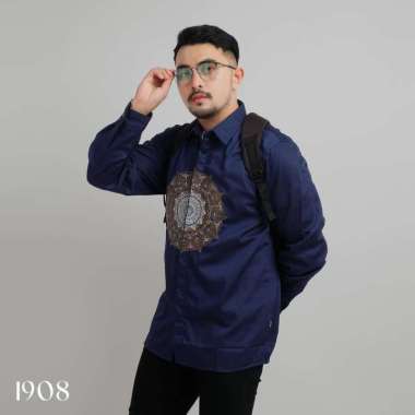 DGMID Kemeja Pria Bordir Matahari Navy Panjang 1908 M