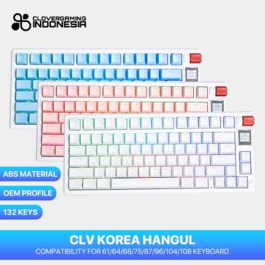 Keycaps CLV Korea Hangul Layout White Blue Pink - Keycap Set Mechanical Keyboard ABS Blue
