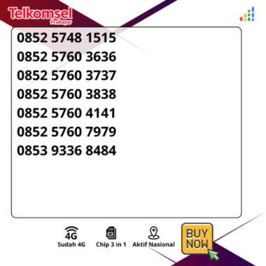 NOMOR CANTIK TELKOMSEL SIMPATI EKOR AB AB RAPIH - 4G READY 0852 5760 3737
