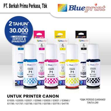 Tinta Blueprint Canon 71 Untuk Printer Canon G1010 G2010 G3010 G3020 G1730 G2730 G2770 G3730 - 1 Set