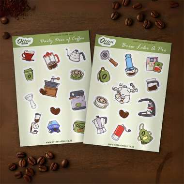 Stiker Set (Brew Like A Pro / Daily Dose of Coffee) Label Alat Seduh Kopi Manual / Espresso Maker / 