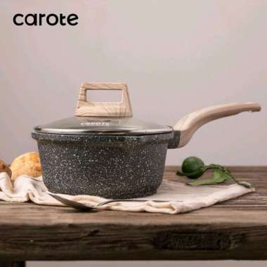 Carote Panci Susu Lapisan Granit Anti Lengket Dilengkapi dengan Tutup Kaca - Carote Woody Sauce Pan 