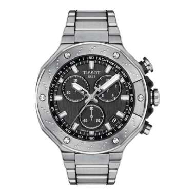 TISSOT T-Sport T141.417.11.051.01 T-Race Chronograph Black Dial Stainless Steel Jam Tangan Original 